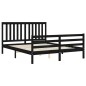 vidaXL Estructura de cama con cabecero madera maciza negro 160x200 cm vidaXL Estructura de cama con cabecero madera maciza negro 160x200 cm