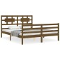 vidaXL Estructura de cama matrimonio con cabecero madera marrón miel vidaXL Estructura de cama matrimonio con cabecero madera marrón miel