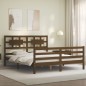 vidaXL Estructura de cama matrimonio con cabecero madera marrón miel vidaXL Estructura de cama matrimonio con cabecero madera marrón miel