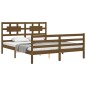 vidaXL Estructura de cama matrimonio con cabecero madera marrón miel vidaXL Estructura de cama matrimonio con cabecero madera marrón miel