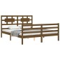vidaXL Estructura de cama con cabecero madera marrón miel 160x200 cm vidaXL Estructura de cama con cabecero madera marrón miel 160x200 cm
