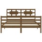 vidaXL Estructura de cama con cabecero madera marrón miel 160x200 cm vidaXL Estructura de cama con cabecero madera marrón miel 160x200 cm