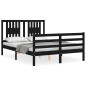 vidaXL Estructura de cama con cabecero madera maciza negro 120x200 cm