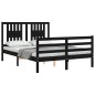 vidaXL Estructura de cama con cabecero madera maciza negro 120x200 cm