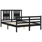 vidaXL Estructura de cama con cabecero madera maciza negro 120x200 cm