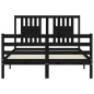 vidaXL Estructura de cama con cabecero madera maciza negro 120x200 cm