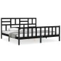 vidaXL Estructura de cama con cabecero madera maciza negro 200x200 cm vidaXL Estructura de cama con cabecero madera maciza negro 200x200 cm