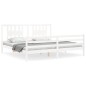 vidaXL Estructura cama de matrimonio con cabecero madera maciza blanco vidaXL Estructura cama de matrimonio con cabecero madera maciza blanco