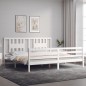 vidaXL Estructura cama de matrimonio con cabecero madera maciza blanco vidaXL Estructura cama de matrimonio con cabecero madera maciza blanco