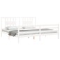 vidaXL Estructura cama de matrimonio con cabecero madera maciza blanco vidaXL Estructura cama de matrimonio con cabecero madera maciza blanco