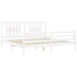 vidaXL Estructura cama de matrimonio con cabecero madera maciza blanco vidaXL Estructura cama de matrimonio con cabecero madera maciza blanco