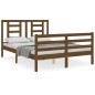 vidaXL Estructura de cama matrimonio con cabecero madera marrón miel vidaXL Estructura de cama matrimonio con cabecero madera marrón miel
