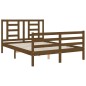 vidaXL Estructura de cama matrimonio con cabecero madera marrón miel vidaXL Estructura de cama matrimonio con cabecero madera marrón miel