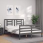vidaXL Estructura de cama con cabecero madera maciza gris 140x190 cm