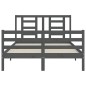 vidaXL Estructura de cama con cabecero madera maciza gris 140x190 cm