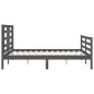 vidaXL Estructura de cama con cabecero madera maciza gris 140x190 cm