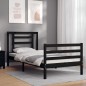 vidaXL Estructura de cama con cabecero madera maciza negro 100x200 cm