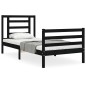 vidaXL Estructura de cama con cabecero madera maciza negro 100x200 cm