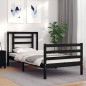 vidaXL Estructura de cama con cabecero madera maciza negro 100x200 cm