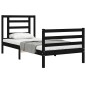 vidaXL Estructura de cama con cabecero madera maciza negro 100x200 cm