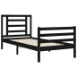 vidaXL Estructura de cama con cabecero madera maciza negro 100x200 cm