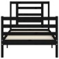 vidaXL Estructura de cama con cabecero madera maciza negro 100x200 cm