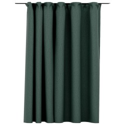 vidaXL Cortina opaca con ganchos look de lino verde 290x245 cm