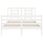 vidaXL Estructura de cama con cabecero madera maciza blanco 120x200 cm vidaXL Estructura de cama con cabecero madera maciza blanco 120x200 cm