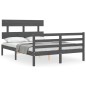 vidaXL Estructura de cama con cabecero madera maciza gris 140x190 cm vidaXL Estructura de cama con cabecero madera maciza gris 140x190 cm