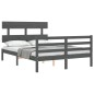 vidaXL Estructura de cama con cabecero madera maciza gris 140x190 cm vidaXL Estructura de cama con cabecero madera maciza gris 140x190 cm