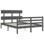 vidaXL Estructura de cama con cabecero madera maciza gris 140x190 cm vidaXL Estructura de cama con cabecero madera maciza gris 140x190 cm