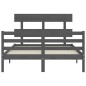 vidaXL Estructura de cama con cabecero madera maciza gris 140x190 cm vidaXL Estructura de cama con cabecero madera maciza gris 140x190 cm
