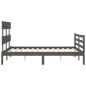 vidaXL Estructura de cama con cabecero madera maciza gris 140x190 cm vidaXL Estructura de cama con cabecero madera maciza gris 140x190 cm