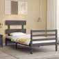 vidaXL Estructura de cama con cabecero madera maciza gris 90x200 cm vidaXL Estructura de cama con cabecero madera maciza gris 90x200 cm