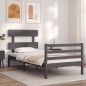 vidaXL Estructura de cama con cabecero madera maciza gris 90x200 cm vidaXL Estructura de cama con cabecero madera maciza gris 90x200 cm