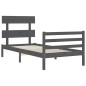 vidaXL Estructura de cama con cabecero madera maciza gris 90x200 cm vidaXL Estructura de cama con cabecero madera maciza gris 90x200 cm