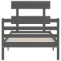 vidaXL Estructura de cama con cabecero madera maciza gris 90x200 cm vidaXL Estructura de cama con cabecero madera maciza gris 90x200 cm