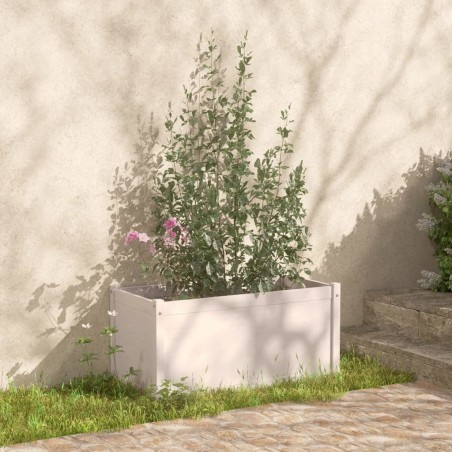 vidaXL Jardinera de madera maciza de pino blanco 100x50x50 cm