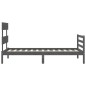 vidaXL Estructura de cama con cabecero madera maciza gris 90x200 cm vidaXL Estructura de cama con cabecero madera maciza gris 90x200 cm