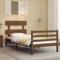 vidaXL Estructura cama y cabecero madera maciza marrón miel 100x200 cm vidaXL Estructura cama y cabecero madera maciza marrón miel 100x200 cm