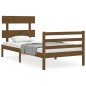 vidaXL Estructura cama y cabecero madera maciza marrón miel 100x200 cm vidaXL Estructura cama y cabecero madera maciza marrón miel 100x200 cm