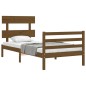 vidaXL Estructura cama y cabecero madera maciza marrón miel 100x200 cm vidaXL Estructura cama y cabecero madera maciza marrón miel 100x200 cm