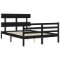 vidaXL Estructura de cama con cabecero madera maciza negro 120x200 cm