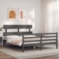 vidaXL Estructura de cama con cabecero madera maciza gris 160x200 cm