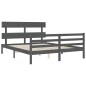 vidaXL Estructura de cama con cabecero madera maciza gris 160x200 cm