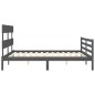 vidaXL Estructura de cama con cabecero madera maciza gris 160x200 cm