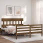 vidaXL Estructura de cama con cabecero madera marrón miel 160x200 cm vidaXL Estructura de cama con cabecero madera marrón miel 160x200 cm