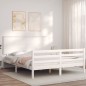vidaXL Estructura de cama con cabecero madera maciza blanco 160x200 cm vidaXL Estructura de cama con cabecero madera maciza blanco 160x200 cm