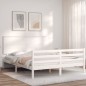 vidaXL Estructura de cama con cabecero madera maciza blanco 160x200 cm vidaXL Estructura de cama con cabecero madera maciza blanco 160x200 cm