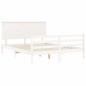 vidaXL Estructura de cama con cabecero madera maciza blanco 160x200 cm vidaXL Estructura de cama con cabecero madera maciza blanco 160x200 cm